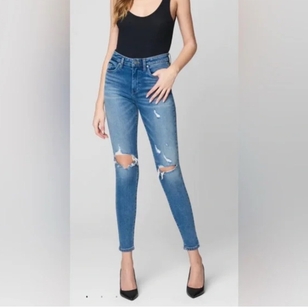 Blanknyc High-Rise Distressed Skinny Jeans - Blue